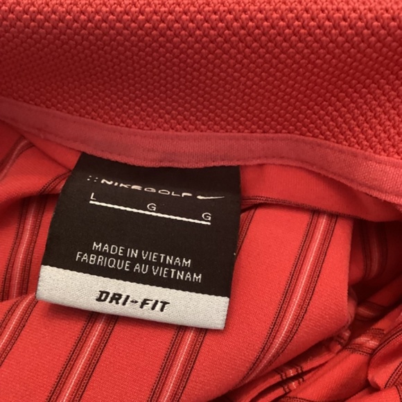 Men’s NIKE Dri-Fit Golf Striped Polo Coral striped Shirt Short Sleeve Size Large - Picture 9 of 10